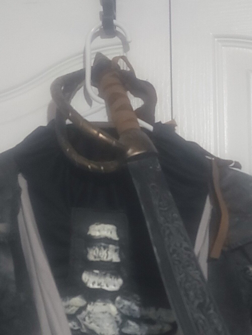 2015 Adult Skeleton Pirate Costume 5 Pc Full Head Skull Mask Hat Sword NWOT - Picture 2 of 8